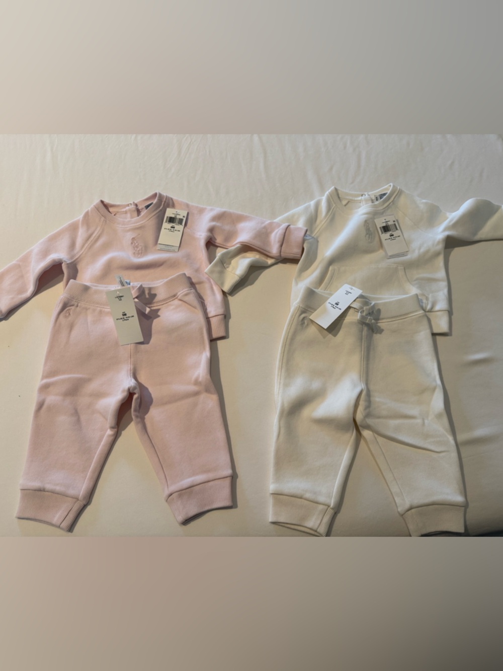 Ralph Lauren Infant Crewneck 2 piece set - Cream